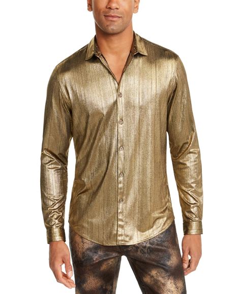 metallic fabric casual button up shirts|Men's Metallic Casual Button.